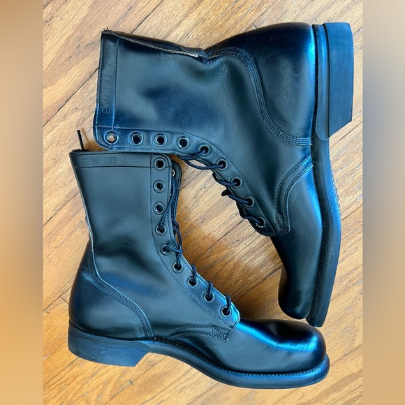 Vintage Brown Shoe Co. Black Combat Military Moto Boots SZ 9N - Picture 2 of 8